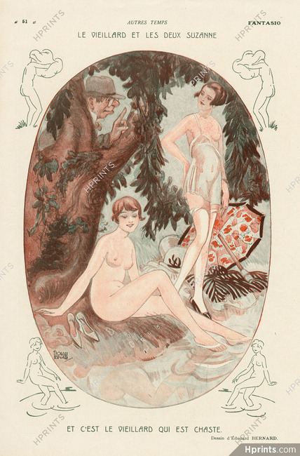 Edouard Bernard 1928 Les Deux Suzanne, Attractive Girls, Nude