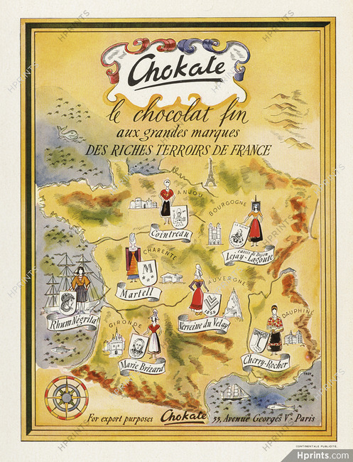 Chokate (Chocolate) 1946 Cointreau, Martell, Marie Brizard, Negrita