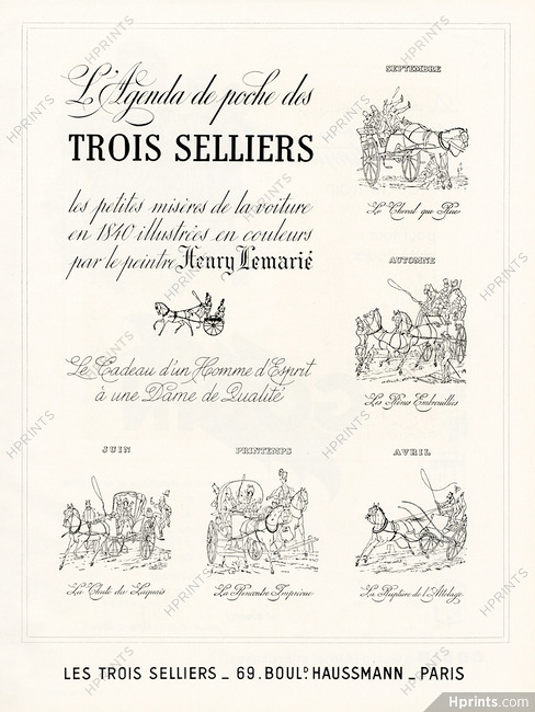 Les Trois Selliers 1953 Agenda Henry Lemarié
