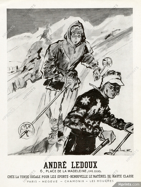 André Ledoux (Sportswear) 1945 J. Haramboure, ski