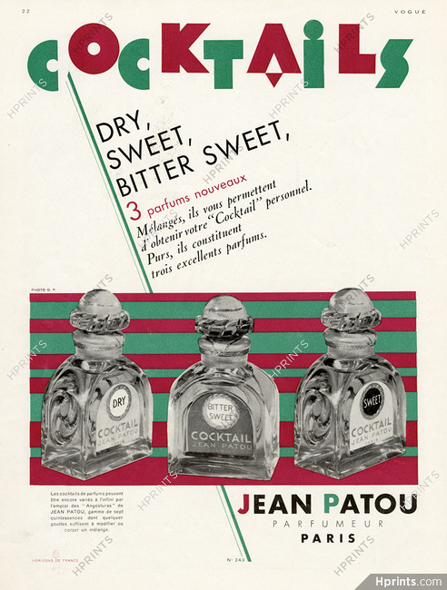Jean Patou (Perfumes) 1931 Cocktails