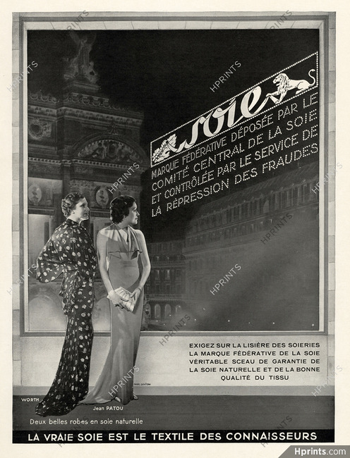 La Soie - Marque Fédérative (Silks) 1934 Worth & Patou, Photo Scaioni