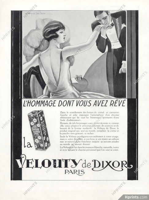 Dixor (Cosmetics) 1930 "La Velouty de Dixor" Jacques Leclerc