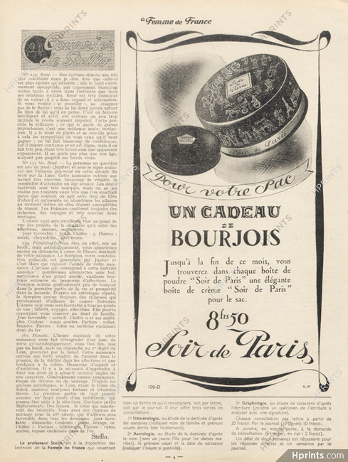 Bourjois (Cosmetics) 1935 Powder, Soir de Paris