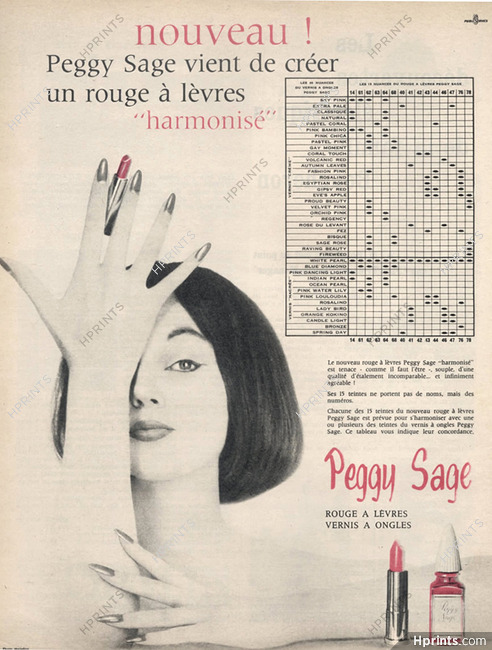 Peggy Sage (Cosmetics) 1960 nail polish, Photo Moisdon