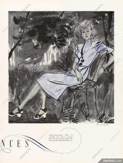 Mad Carpentier 1941 Pierre Mourgue, summer dress shantung