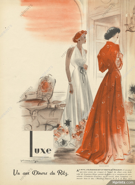 Maggy Rouff 1937 Luxe, Vu aux dîners du Ritz, Demachy