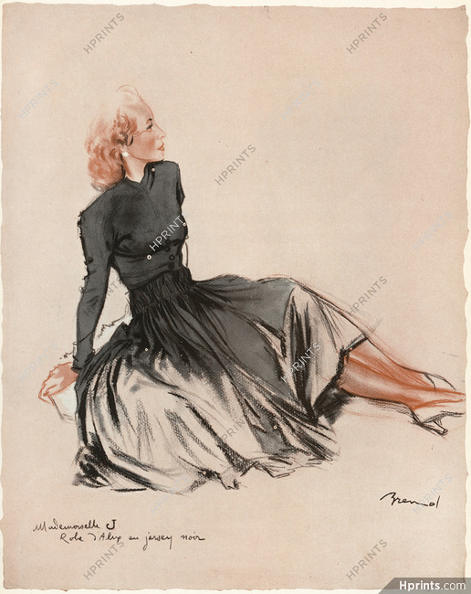 Alix (Germaine Krebs) 1941 Robe jersey noir, Brénot