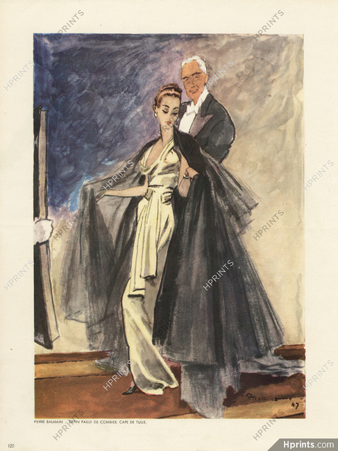 Pierre Balmain 1947 Evening Gown, Satin de Combier, Pierre Mourgue
