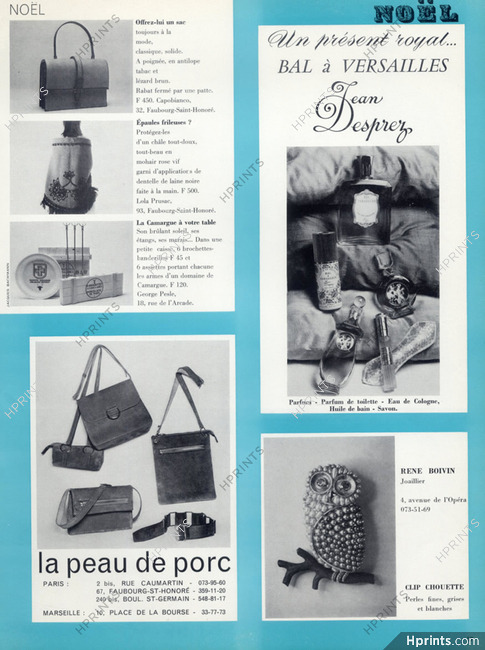 Jean Desprez (Perfumes) 1969 Bal à Versailles, Boivin (Clip Chouette, Jewels)