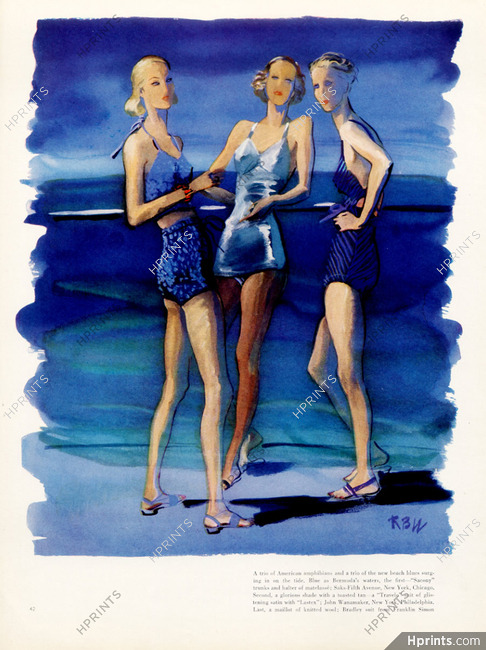 René Bouët-Willaumez 1937 Swimsuit, Saks Fifth Avenue, John Wanamaker, Franklin simon