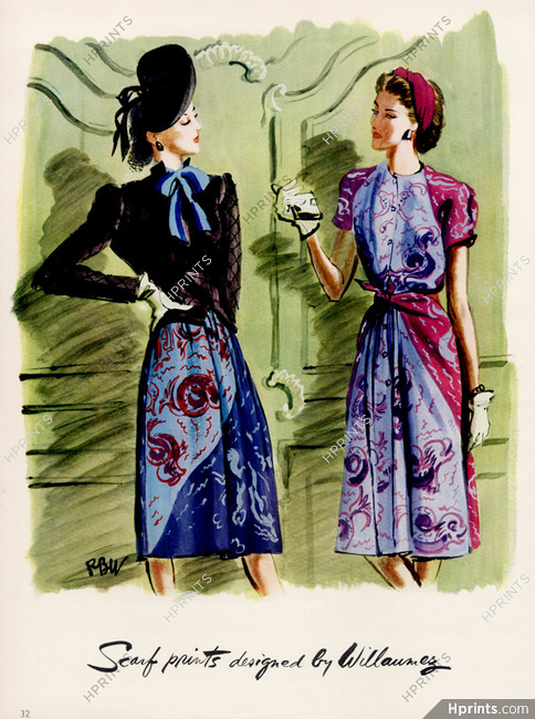 René Bouët-Willaumez 1943 scarf prints