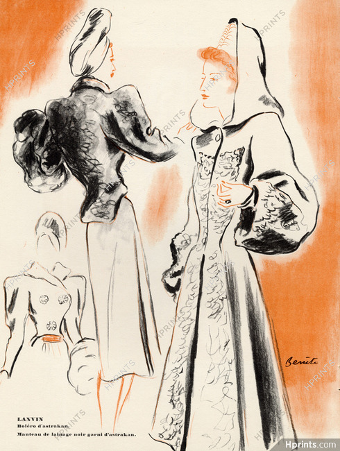 Jeanne Lanvin (fur) 1942 fur coat, bolero, Eduardo Garcia Benito