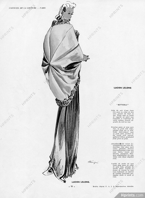 Léon Bénigni 1939 Lucien Lelong, evening gown