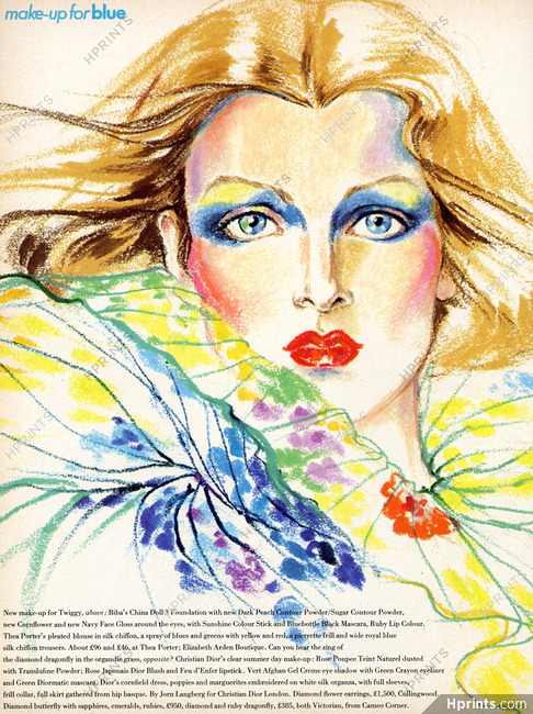 Antonio Lopez 1973 Make-up for Twiggy, Elizabeth Arden & Dior