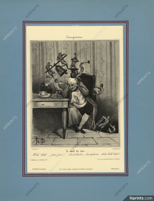 Silicyl, Pyrethane, Laboratoires Camuset 1936 Le Mal de Tête, H. Daumier