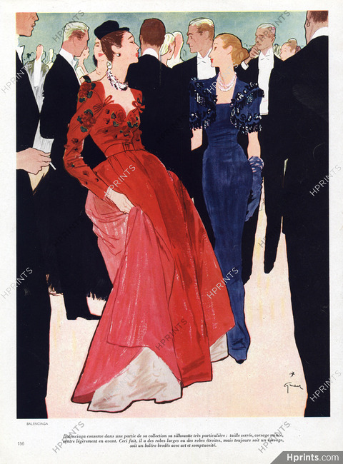 Balenciaga 1946 Evening gown, René Gruau
