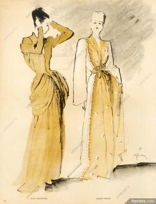 René Gruau 1945 Mad Carpentier & Robert Piguet, Evening Gowns