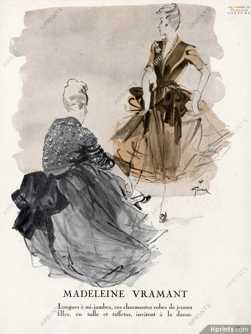 Madeleine Vramant 1945 Vogue Libération, Dancing dresses, René Gruau