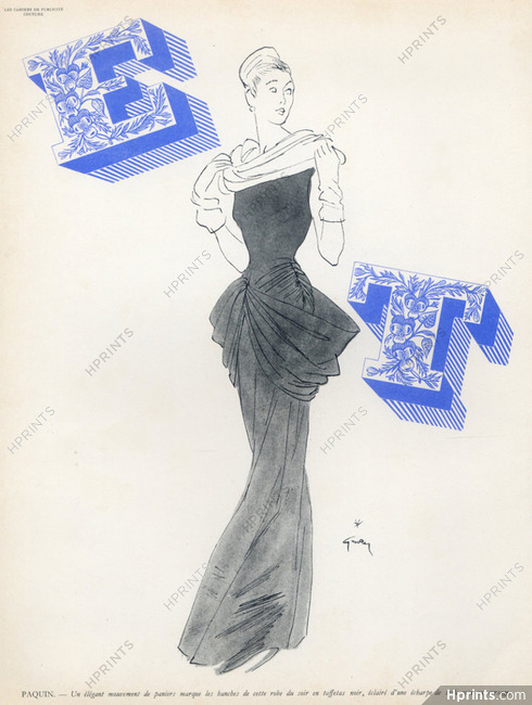 René Gruau 1946 Paquin, Evening Gown