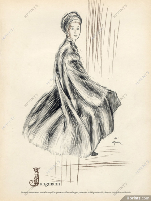 René Gruau 1946 Jungmann Fur Coat