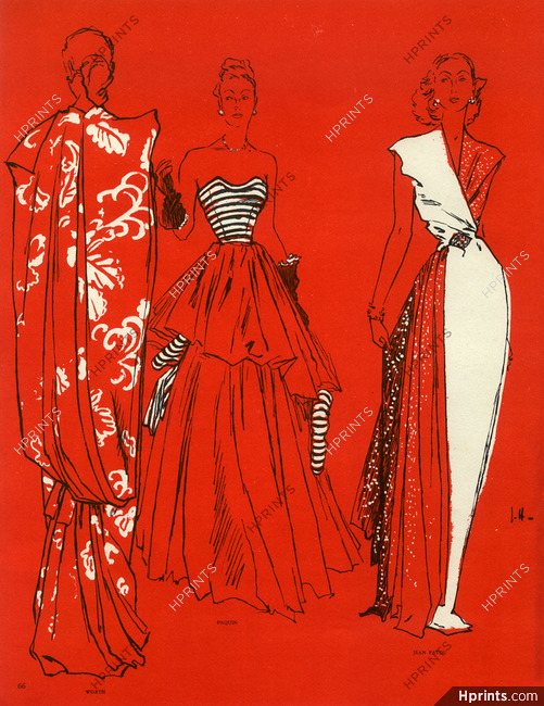 Jc. Haramboure 1947 Worth, Paquin, Jean Patou, Evening Gown