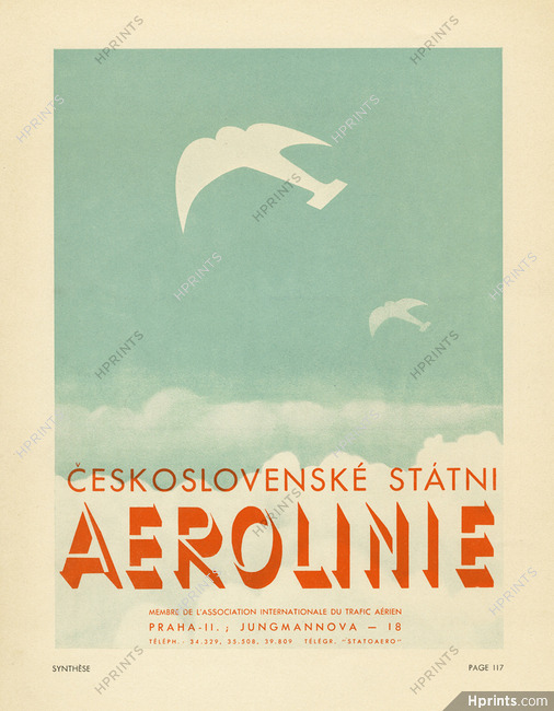 Aerolinie 1936 Ceskoslovenske Statni, airplane, poster art