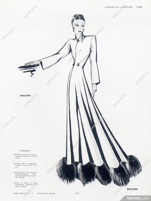 Bruyère (Couture) 1938 Evening Coat, Denise Dupré