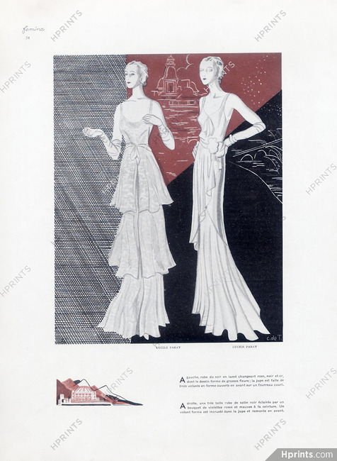Lucile Paray (Couture) 1934 Carlos De Tejada, evening gown