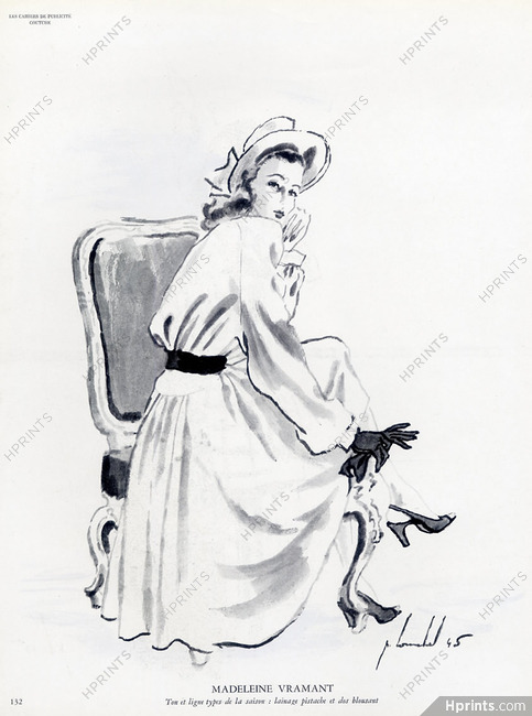 Madeleine Vramant 1945 Louchel Fashion Illustration