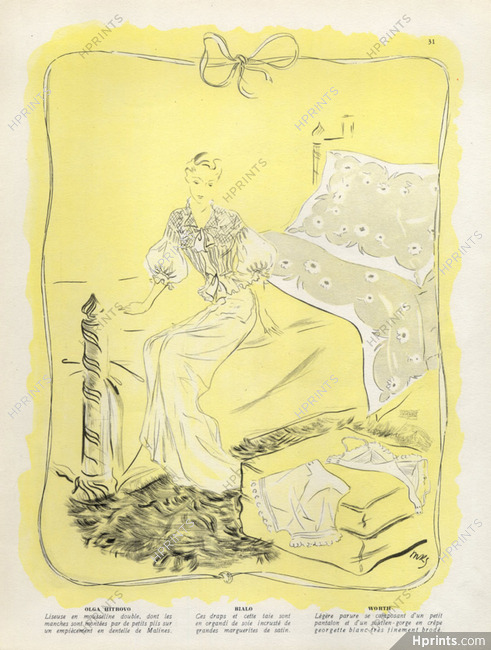 Olga Hitrovo (Lingerie) 1935 Nightdress, Karsavina, Lace Embroidery