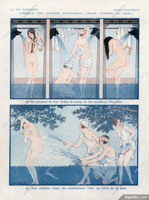 Les Femmes au Bain, 1925 - Joseph Kuhn-Régnier Sexy Classical Antiquity Nudes