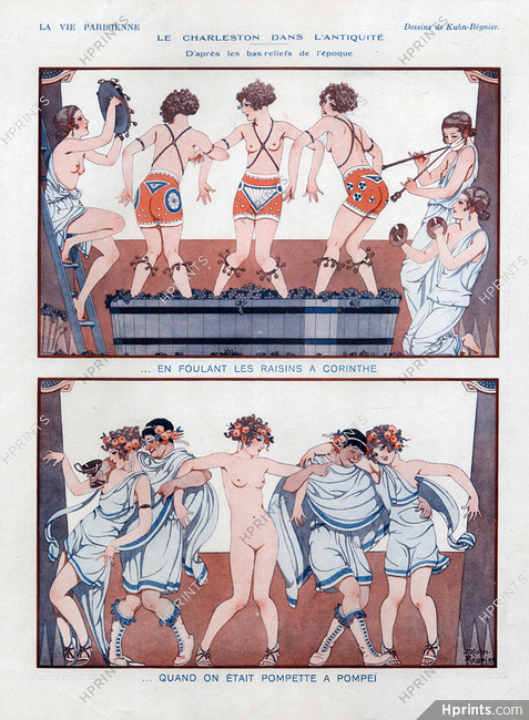 Joseph Kuhn-Régnier 1927 "Le Charleston dans l'antiquité" Vendanges, dancer, nude, Pompeï