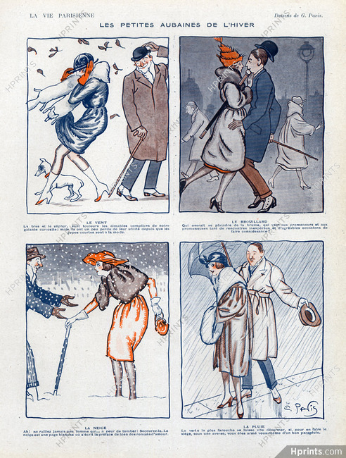 Georges Pavis 1919 Les petites aubaines de l'hiver, advantages of the winter, Comic Strip