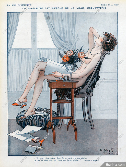 Georges Pavis 1919 ''La simplicité...'' sexy looking girl nude