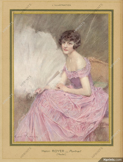 Henri Royer 1926 Elegant, Fan, Portrait