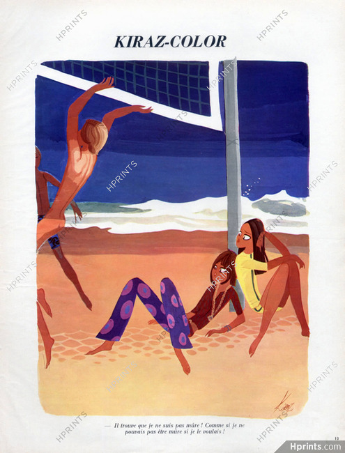 Edmond Kiraz 1970 Les Parisiennes, volleyball, beachwear