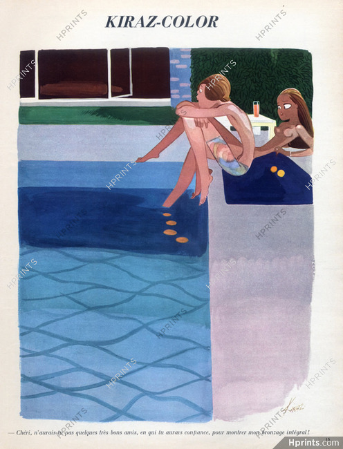 Edmond Kiraz 1970 Swimming pool, Topless, Kiraz-Color
