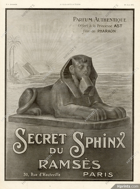 Ramsès (Perfumes) 1919 Secret du Sphinx, Princesse Ast, Egypt