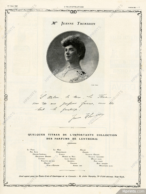 Lenthéric 1907 Mlle Jeanne Thomassin