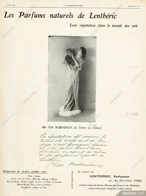 Lenthéric (Perfumes) 1912 Ida Rubinstein, panther, Photo Otto