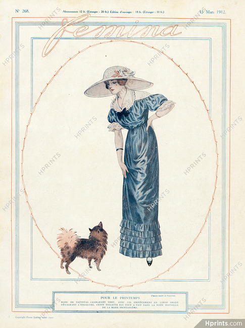 Edouard Touraine 1912 Spring dress, dog