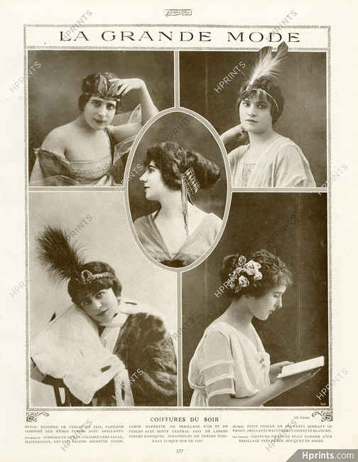 Coiffures du Soir 1912 Hairstyle Ornaments, Photo Talbot