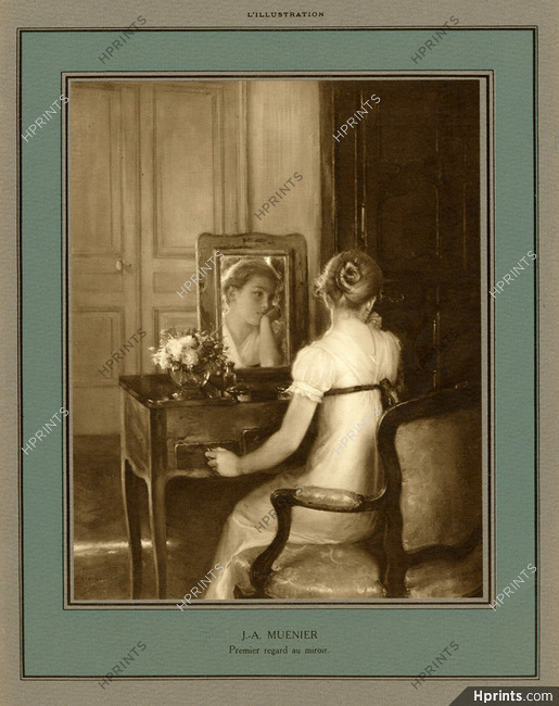 J.A. Muenier 1913 Premier Regard Au Miroir, Girl and Mirror