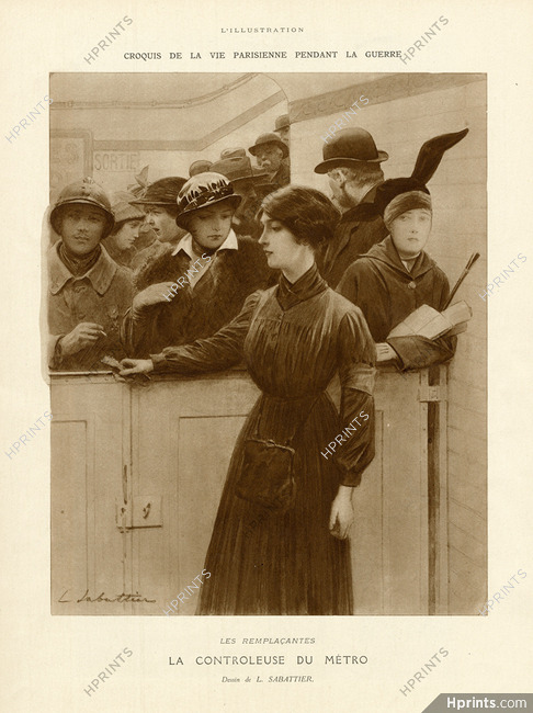 Louis Sabattier 1915 La Contrôleuse du Métro, World War I, Women in the Workforce