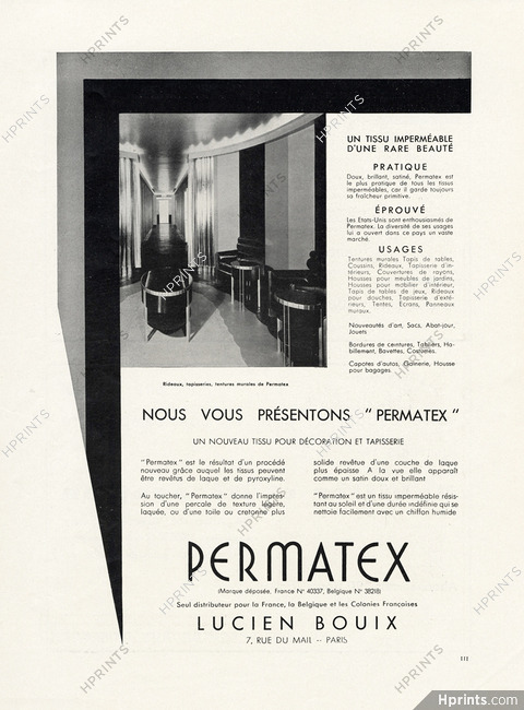 Permatex 1932 Tissu imperméable, Lucien Bouix