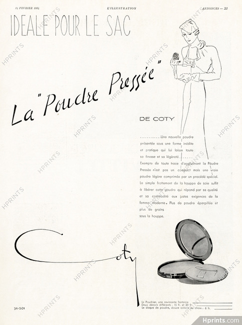 Coty (Cosmetics) 1934 Poudre pressée