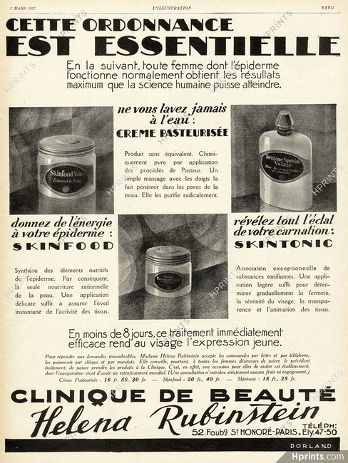 Helena Rubinstein (Cosmetics) 1927