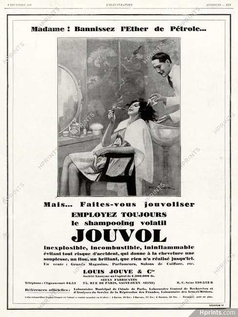 Jouvol - Louis Jouve & Cie 1928 Hairdresser, cigarette holder, F. Aher