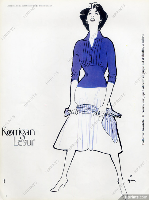 Korrigan & Lesur 1957 Cardigan, René Gruau